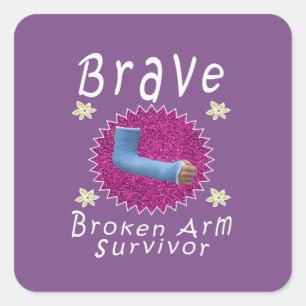 Cute Brave Broken Arm Gift voor meisjes Vierkante Sticker