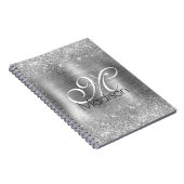 Cute brded metal Silver Faux monogram Notitieboek (Rechterzijde)