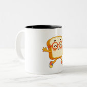 Cute Bread Cartoon Jumping Character Coffee Mug (Devant gauche)