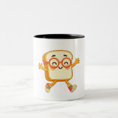 Cute Bread Cartoon Jumping Character Coffee Mug (Centre)