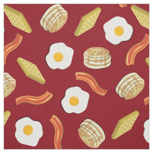 Cute Breakfast Kinder Bacon Eggs Pancakes Waffles Stof