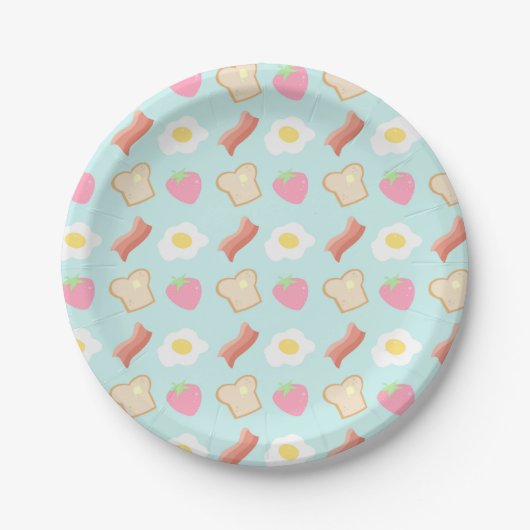 Cute Breakfast Pattern Papieren Bordje (Voorkant)