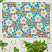 Cute Breakfast Pattern Playful Egg and Bacon Theedoek (Gevouwen)