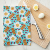 Cute Breakfast Pattern Playful Egg and Bacon Theedoek (Quarter Fold)