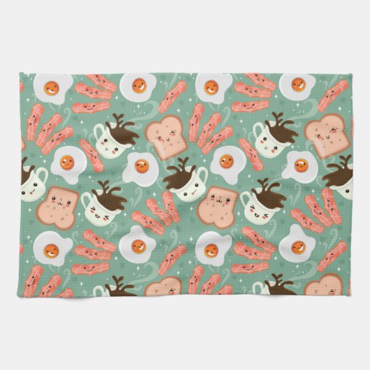 Cute Breakfast Pattern Theedoek (Horizontaal)