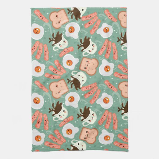 Cute Breakfast Pattern Theedoek (Verticaal)