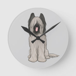 Cute Briard Cartoon Dog Ronde Klok