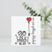 Cute Bride and Groom Doodles Wedding Invitation Kaart (Staand voorkant)