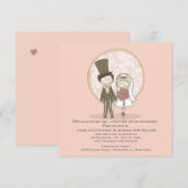 Cute Bride and Groom Wedding Invitation Kaart (Voorkant / Achterkant)