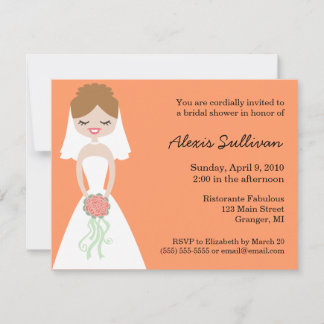 Cute Bride Bridal Shower Invitations - mango Kaart