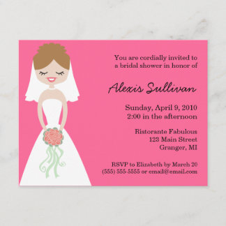 Cute Bride Bridal Shower-uitnodigingen Kaart