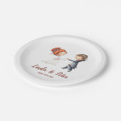 Cute Bride en Groom Dansende Illustratie Partij Papieren Bordje (Gekanteld)