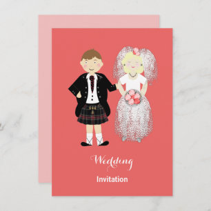 Cute Bride en Groom Scottish Wedding Theme Kaart