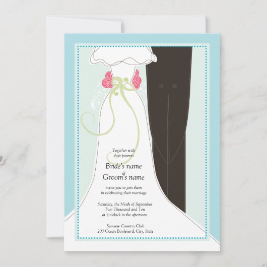 Cute Bride en Groom Wedding Invitations Kaart (Voorkant)