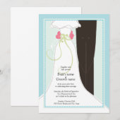 Cute Bride en Groom Wedding Invitations Kaart (Voorkant / Achterkant)