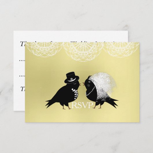 Cute Bride en Groom Whimsical Tortelduifjes RSVPCa RSVP Kaartje (Voorkant / Achterkant)