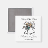 Cute Bride Groom Enregistrer Les Dates Magnet (Recto/Verso)
