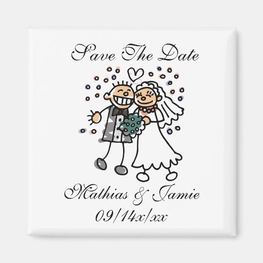 Cute Bride Groom Enregistrer Les Dates Magnet (Devant)