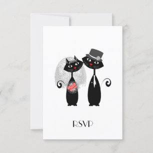 Cute Bride   Groom Wedding Cats Personalized RSVP