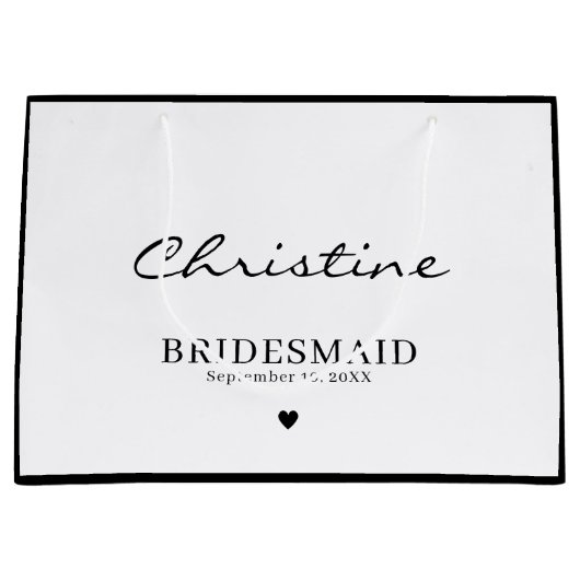 Cute Bridesmaid Weddenschap Bedankt Zwart-wit Groot Cadeauzakje (Voorkant)