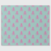 Cute Bright roze en Aqua Blue Octopus Pattern Cadeaupapier (Vlak)