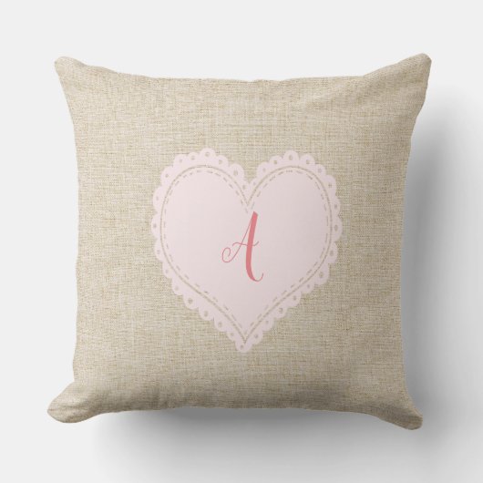 Cute Bright Sweet Heart Ajouter Coussin Monogramme (Recto)