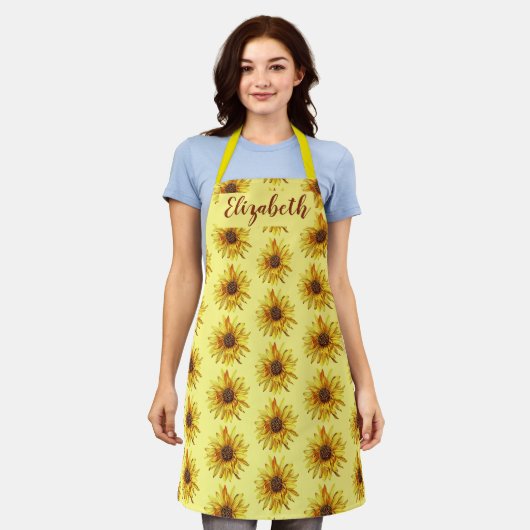 Cute Bright Yellow Sunflower Pattern Schort (Gedragen)