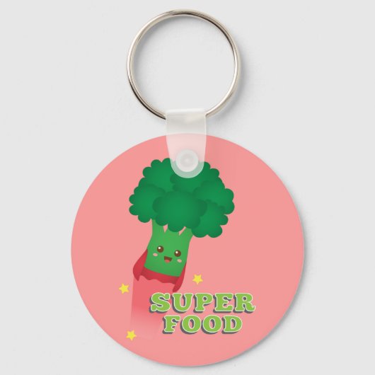 Cute Broccoli Vegetable, Superfood Sleutelhanger (Voorkant)