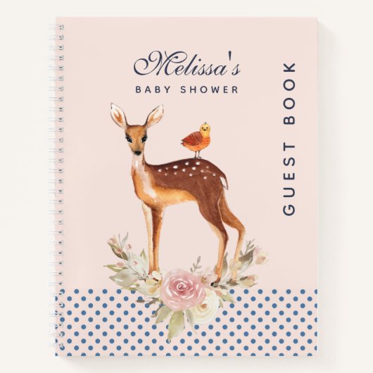 Cute Brown aquarelle Baby shower de cerfs Livre d' (Devant)