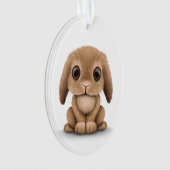 Cute Brown Baby Bunny Rabbit on White Ornament (voorkant)