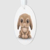 Cute Brown Baby Bunny Rabbit on White Ornament (voorkant)