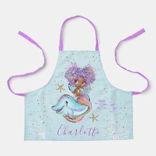 Cute Brown Baby Mermaid All-Over Print Apron Schort