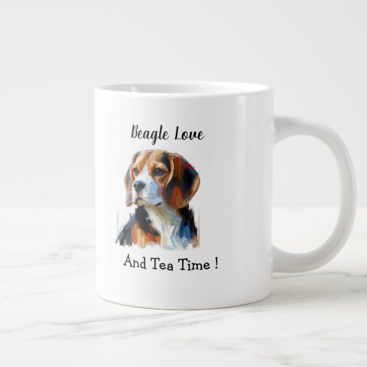Cute Brown beagle Personalize Extra Grote Beker (Rechts)