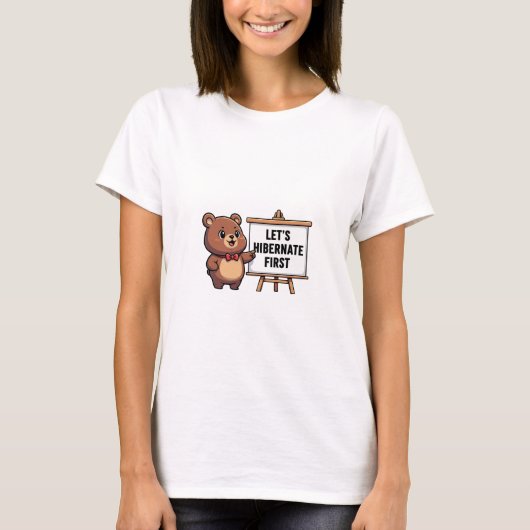 Cute Brown Bear with Red Bowtie T-shirt (Voorkant)