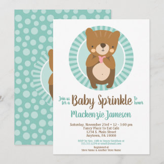 Cute Brown Beer Baby Sprinkle Invitation Neutraal Kaart