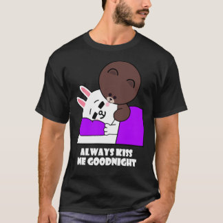 Cute Brown Beer Cony Bunny Rabbit Goodnight Kiss T-shirt