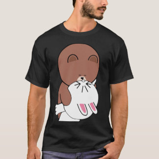Cute Brown Beer Cony Bunny Rabbit The Kiss T-shirt