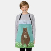 Cute brown beer gepersonaliseerd kinder schort (Gedragen)