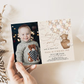 Cute Brown Beer Hot Air ballon 1e verjaardag Kaart