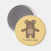 Cute Brown Beer Hug Magneet (Voorkant / Achterkant)