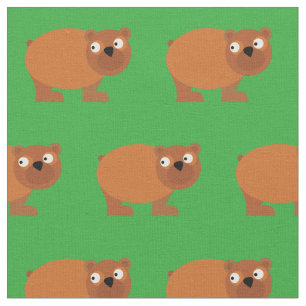 Cute Brown Beer Kind Baby Nursery Green Stof