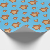 Cute Brown Beer Kinder Blue Gift Cadeaupapier (Hoek)