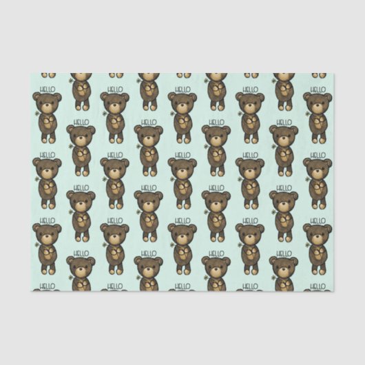 Cute Brown Beer met een gele bloem Tissuepapier (Voorkant)