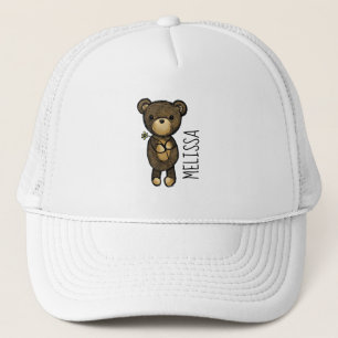 Cute Brown Beer met een gele bloem Trucker Pet