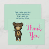 Cute Brown Beer met gele bloem Dank u Bedankkaart (Voorkant / Achterkant)