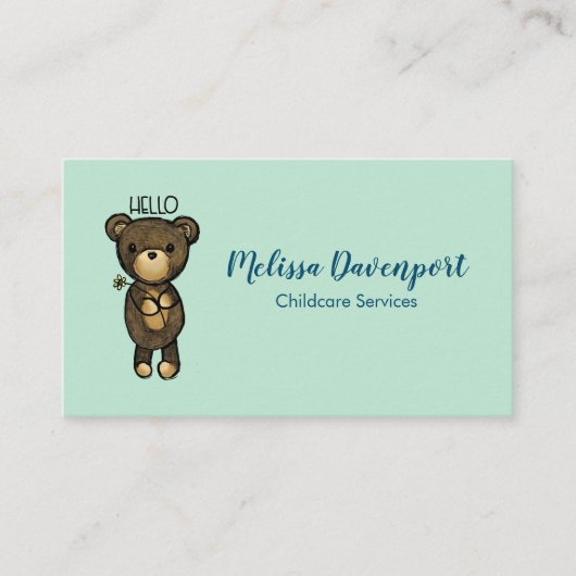 Cute Brown Beer met gele bloem Visitekaartje (Voorkant)
