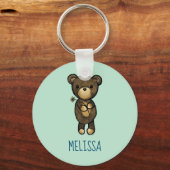 Cute Brown Beer met gele ventilator Sleutelhanger (Voorkant)