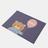 Cute Brown Beer met roze ballonnaam Deurmat (Schuin)