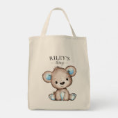 Cute Brown Beer Monogrammed Baby Tote Bag (Achterkant)