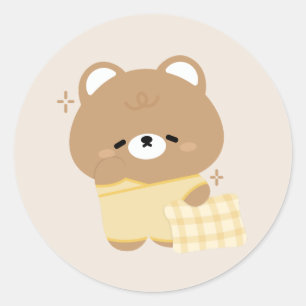 Cute Brown Beer Ronde Sticker